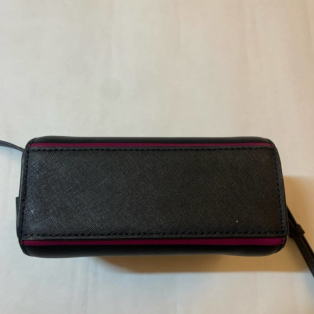 Michael Kors Mini Bag Striped Crossbody Black Violet Messenger Selma - Picture 10 of 14